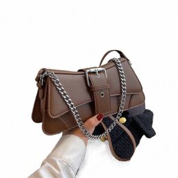 solid Colour Chain Shoulder Bag for Women Small PU Leather Handbags 2023 Vintage Luxury Brand Lady Crossbody Bag Coffee Black 41fG#