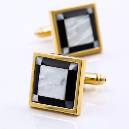 Links KFLK brand high quality men square Goldcolor shell cufflinks wedding gift button 2020 new products