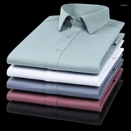 Men's Dress Shirts Anti-wrinkle Long Sleeve Male Bamboo Fiber Soft Business Solid Men Formal Shirt Comfotable Cool Regular Fit