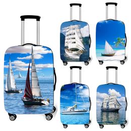 Accessories Sailboat Luggage Cover for Travelling Sailing Ship Landscape Elastic Suitcase Cover Antidust Trolley Case Protective Covers