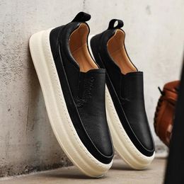 Casual Shoes Men's High Top Quality Genuine Leather Luxury Moccasins Platform Loafers For Men Fashion Outdoor Footwear