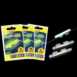 Accessories 100pcs SS/S/M/L/XL/XXL Fluorescent Light stick 2 in 1 Snap Clip On Fishing Rod Tip Glow Stick Night Fishing Tackle 00074