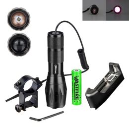 Scopes Tactical IR Led Hunting Light Zoomable 10W 940nm Infrared Radiation Night Vision Flashlight+20mm Rail Scope Mount+18650+Charger