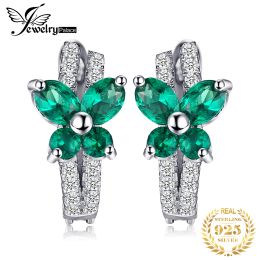 Earrings JewelryPalace Butterfly Simulated Emerald 925 Sterling Silver Hoop Earrings for Women Green Gemstone Fashion Anniversary Gift