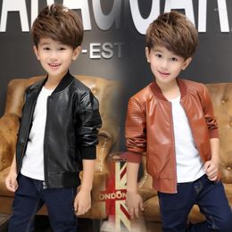 Jackets Special Offer Boys PU Leather Clothes Fall Babys Kids Fur Coat Winter Children's Casual Velvet Thick Thermal Jacket B211