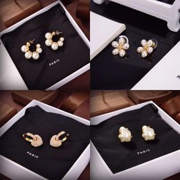 Brand Fashion Earrings Ear Studs High Quality Designer Earring Classic Golden Pearl Jewellery for Women Wedding Gifts Party Presents ring