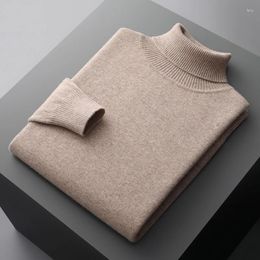 Men's Sweaters Autumn/ Winter Merino Wool Cashmere Sweater Knitted Pullover Padded Warm Turtle Neck Fashion Loose Plus Size Coat