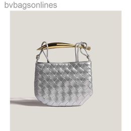 Trendy Original Bottegs Venets Brand Bags for Women Small Crowd Mini Sardine Bag Woven Small Bag Metal Handle Half Moon Single Shoulder Cross Bags with 1to1 Logo