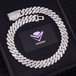 Heavy Silver Luxury Necklace 19mm Wide d Colour Vvs Moissanite Baguette Moissanite Diamond Cuban Link Chain