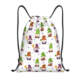 Shopping Bags Cute Halloween Gnomes Drawstring Backpack Sports Gym Bag For Men Women Sackpack