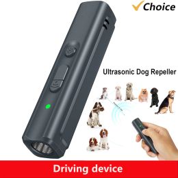 Repellents Ultrasonic Dog Repeller USB Rechargeable Dog Drive Device Portable Dog Trainer Anti Barking Device with LED Indicator Lanyard