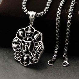 Pendant Necklaces Men's Stainless Steel Lotus Ohm AUM Hindu OM Brahman YOGA Yogi Necklace284A