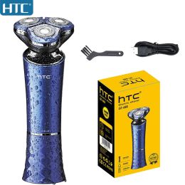 Shavers HTC 3D Rechargeable Waterproof IPX7 Electric Shaver Wet & Dry Rotary Shavers for Men Electric Shaving Razors with Popup Trimmer