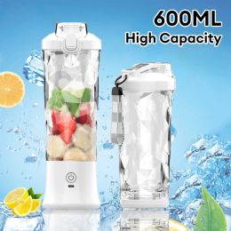 Juicers Portable 6Blade Electric Juicer Blender 600ML Fruit Juicer Mixer USB Rechargeable Smoothies and Shakes Juicer Cup Juice Maker