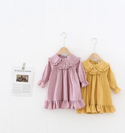 Baby kids Clothing Spring Fall Long Sleeve Pet Pan Collar Elegant girl Clothing Dress7509354