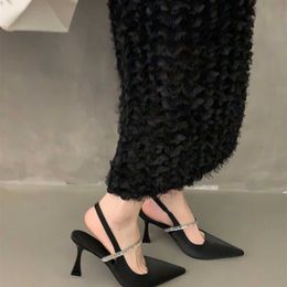 Women Stiletto Sandals Black Flip Flops For High Heels Evening Women's Shoes Spring Summer Mary Jane Single Shoes 240228