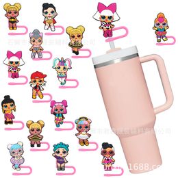 14colors girls princess elf silicone straw toppers accessories cover charms Reusable Splash Proof drinking dust plug decorative 10mm straw party