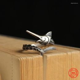 Cluster Rings YIZIZAI 925 Sterling Silver Adjustable Swordfish The Old Man And Sea For Unisex Style Unique Jewelry Gift