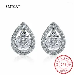 Stud Earrings Classic 925 Sterling Silver Pear Real Moissanite Gemstone Ear White Gold Waterdrop Earring Fine Jewelry Gift Wholesale