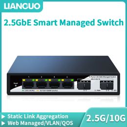 Control LIANGUO 2.5GbE Smart Managed Switch 4 Port 2500M Network 10G SFP+Slot Web Managed Static Link Aggregation Homelab Setup Switch