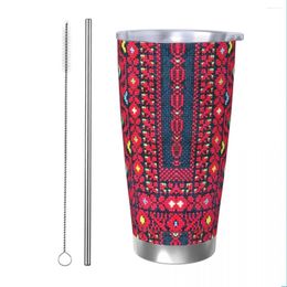 Tumblers Red And Colors Palestinian Tumbler Vacuum Insulated Thermal Cup With Lid Straw Smoothie Tea Mug Spill Proof 20oz