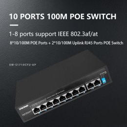 Control POE Switch 6/10 Ports 10/100M Ethernet Switch with 2 10/100M RJ45 Ports Network Switch for IP Camera/Wireless AP AI Smart Switch