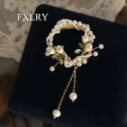 Brooches FXLRY Original Handmade Natural Pearl Lily Of The Valley Brooch Sweater Pin Decorative coat brooch pin