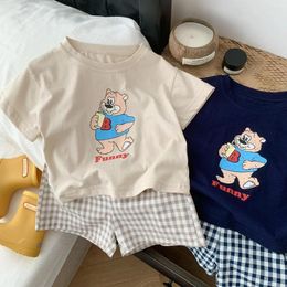 Clothing Sets Short Sleeve TShirt Shorts 2pcs Toddler Cute Print Tees Plaid Casual Trendy Versatile Tops Summer Kids Tracksuits