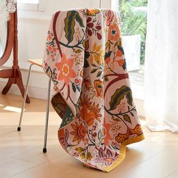 Cotton Gauze Large Bath Towel Chinese Style Muslin Woven Flower Birds Pattern Bathtowel For Home Shower Wrap Beach 240422