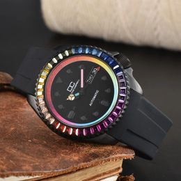 Wristwatches Luxury 41mm SKX007 MaBlack Case Rianbow Diamond MOD Genuine NH36 Movement 316L SS Strap S - LOGO Custom Diy Waterproof Watch