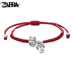Strands ZABRA 999 Sterling Silver Zodiac Dragon Bracelet for Men and Women, 2024 Dragon Year Red Bracelet Gift
