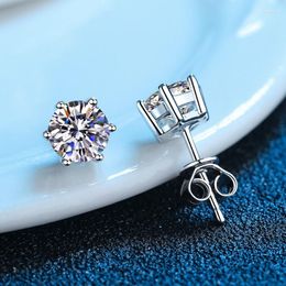 Stud Earrings GRA Moissanite Lab Diamond 14K White Gold Plated Sterling Silver Earring For Women Men Lovers Ear 1ct 2ct 4ct334C