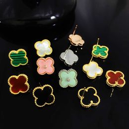 Designer charm Van High Edition Four Leaf Flower Ear Studs Network Red Same Fashion Small Earrings Female Commuter Versatile Jewelry