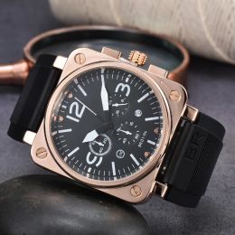 2024 marca de luxo de topo Bell Men's Business Leisure Watch Designer Ratches Watches Ross Ross Black Rubber Watch Bandwatch BR010