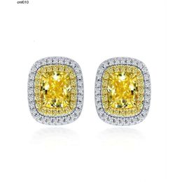 Designer Earring Women Sterling Silver Stud Earrings Fashion Woman Ear Ring Womens Yellow Pink Diamond Earings Zircon