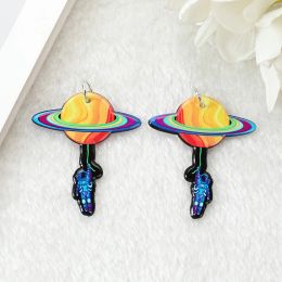 Necklaces 40Pcs Cartoon Space Charms Colourful Astronaut Mushroom Satellite Planet Jewlery Findings For Earring Necklace Diy Making