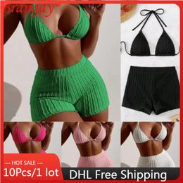 Women's Swimwear 10sets Bulk Items Wholesale Bikini Sets Summer Swimsuit Women 2 Piece Sexy Shorts Beach Fashion Outfits B11401