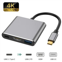 Hubs 2023 USB C 3.0 3 in 1 HUB Typec to HDMIcompatible USB 3.0 Docking Station 4K Adapter Splitter USB Type C to HDMI Converter hub