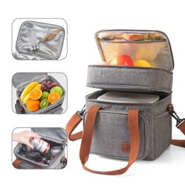 Bags Double Layer Shoulder Thermal Cooling Bags Outdoor Picnic Portable Fridge Thermal Bag Food Lunch Box Ice Storage Insulation Bags
