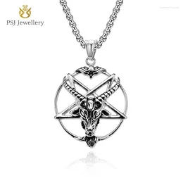 Pendant Necklaces PSJ Fashion Vintage Jewelry Accessories Hollowed Pentagram Silver Color Titanium Stainless Steel For Men
