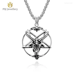 Pendant Necklaces PSJ Fashion Vintage Jewellery Accessories Hollowed Pentagram Silver Colour Titanium Stainless Steel For Men