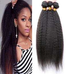 9A Malaysian Kinky Straight Hair 3PcsLotCoarse Yaki Hair WeftsNatural Black Afro Kinky Straight Weave Italian Yaki Human Hair B8073829