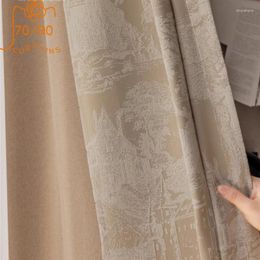 Curtain Milk Tea Coffee Color Jacquard Thickened Patchwork Chenille Curtains For Living Room Bedroom Finished Product Customization