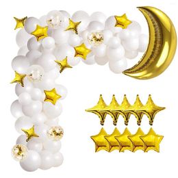 Party Decoration 131pcs White Gold Confetti Balloons With Moon And Stars Balloon Garland For Wedding Anniversary Birthday Decorations