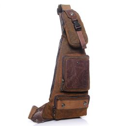 Backpacks High Quality Canvas Sling Rucksack For Men Riding Travel Casual Shoulder Crossbody Bag MultiPockets Chest Daypack Backpack
