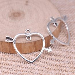 charms Wholesale 120pcs/bag 33x24mm One Arrow Through The Heart Connector Charm Antique Silver Colour Antique Bronze Colour