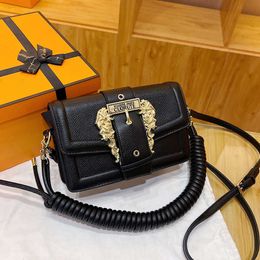 Day Packs Niche Design New Women's Handbag Versatile Belt Decoration Lock Chain Single Shoulder Crossbody Small Square Bag