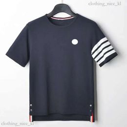 Mens T Shirts Striped Pattern Designer Moncleir Jacket Tshirts Embroidery Budge Unisex Shorts Sleeves High Quality Tops Tees Asian Size S-2Xl 359