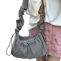 leftside 2024 Spring Casual Nyl Fold Women Handbags Trend Simple Lady Korean Fi Shoulder Bags Small Soft Underarm Bag Q0Ik#