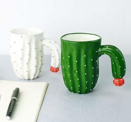 New 3D Cactus Style Mugs Water Container Cups Craetive Tea Milk Coffee Mug With Special Handle Porcelain Ceramic Drinkware2596716